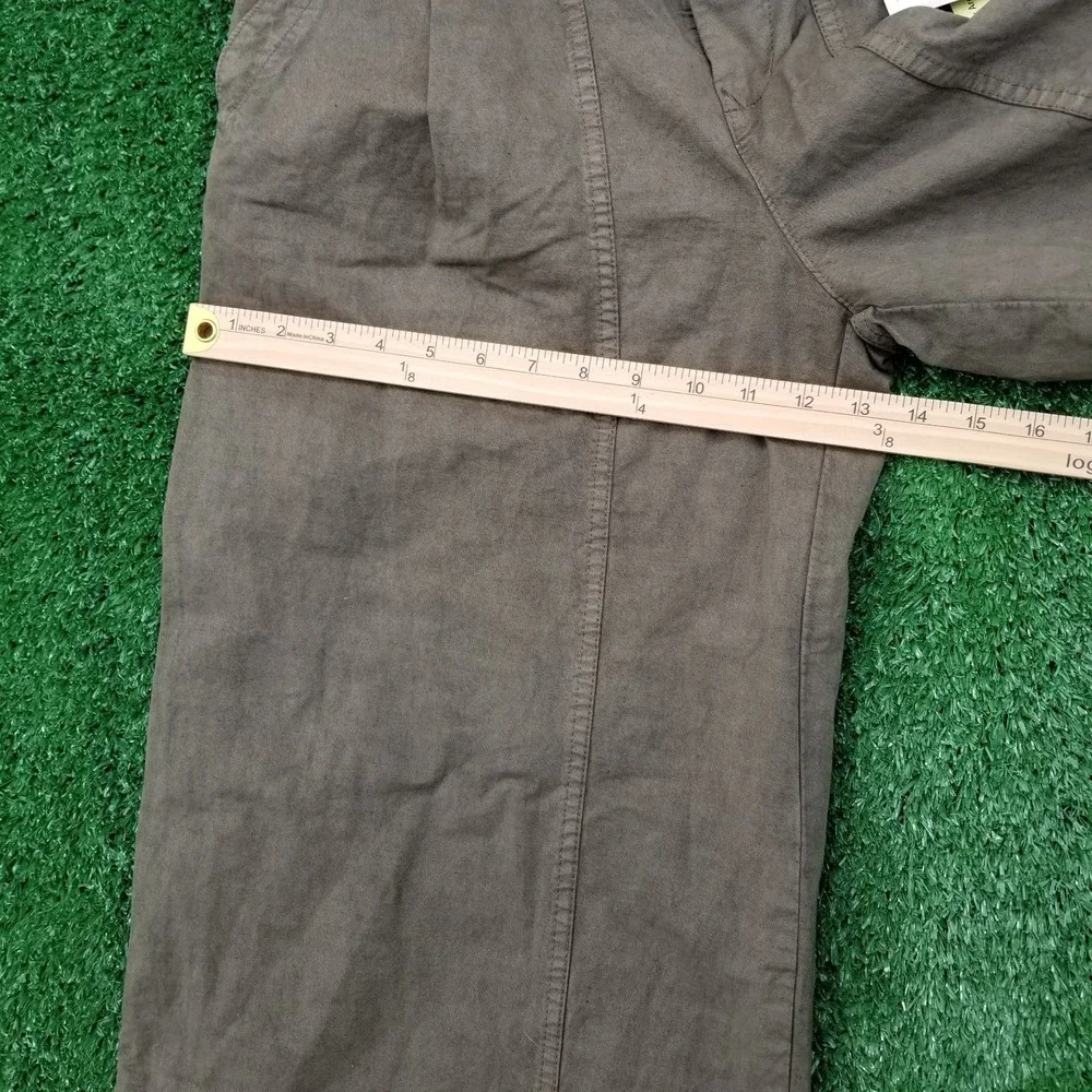 Everlane Wide Leg Pants Womens 4 Brown / Green Linen Blend Seamed High Rise Crop